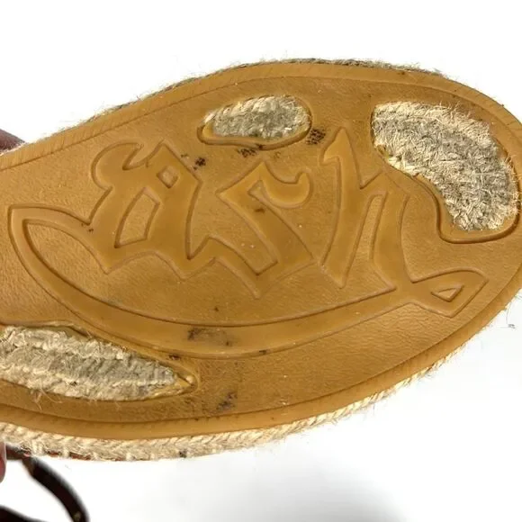 ASH Spain Rockstud Leather Suede Flat Espadrilles Brown Piton Print 37 US 6,5 - Picture 14 of 16